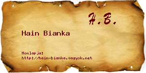 Hain Bianka névjegykártya